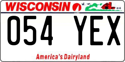 WI license plate 054YEX
