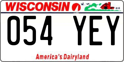 WI license plate 054YEY