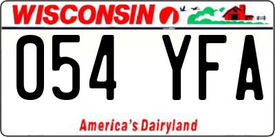 WI license plate 054YFA