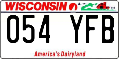 WI license plate 054YFB