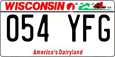WI license plate 054YFG