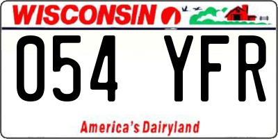 WI license plate 054YFR