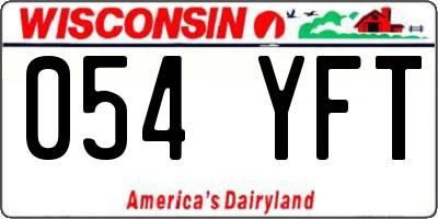 WI license plate 054YFT