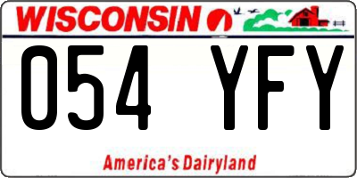 WI license plate 054YFY