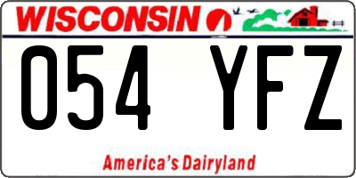 WI license plate 054YFZ