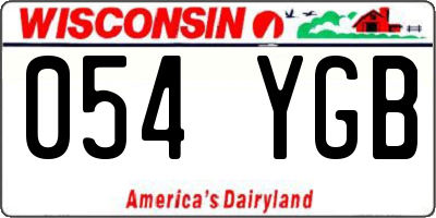WI license plate 054YGB