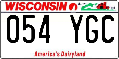 WI license plate 054YGC