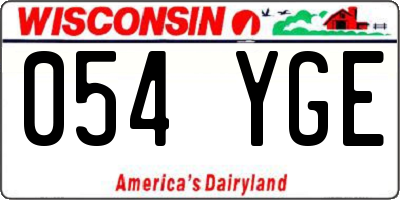 WI license plate 054YGE