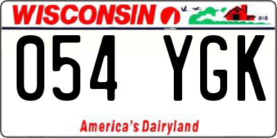 WI license plate 054YGK