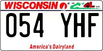 WI license plate 054YHF