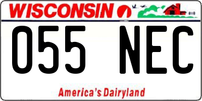 WI license plate 055NEC