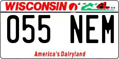 WI license plate 055NEM