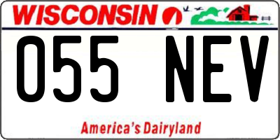 WI license plate 055NEV