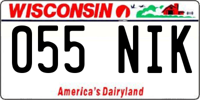 WI license plate 055NIK