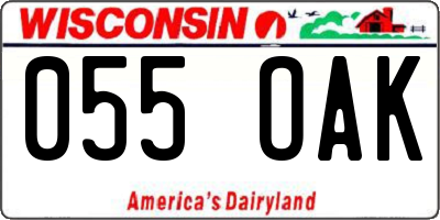 WI license plate 055OAK