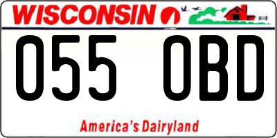 WI license plate 055OBD