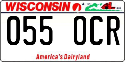 WI license plate 055OCR