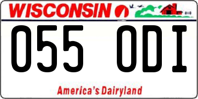 WI license plate 055ODI