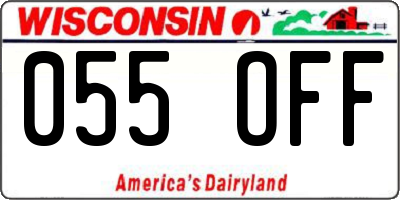 WI license plate 055OFF