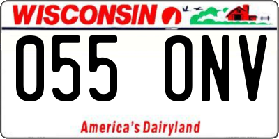 WI license plate 055ONV