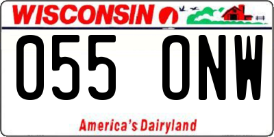WI license plate 055ONW