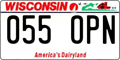 WI license plate 055OPN