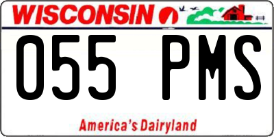 WI license plate 055PMS