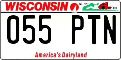 WI license plate 055PTN