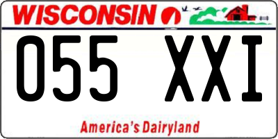 WI license plate 055XXI
