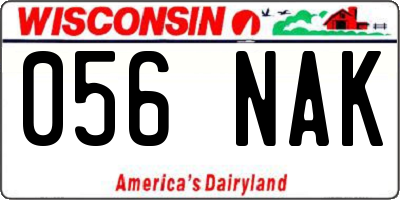 WI license plate 056NAK