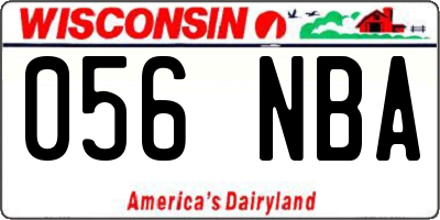 WI license plate 056NBA