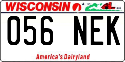 WI license plate 056NEK