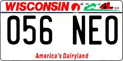 WI license plate 056NEO