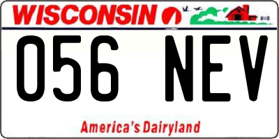 WI license plate 056NEV
