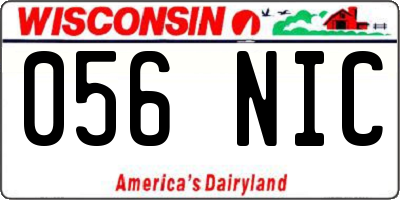 WI license plate 056NIC