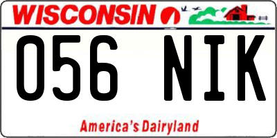 WI license plate 056NIK