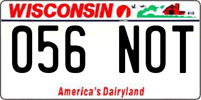 WI license plate 056NOT