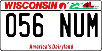 WI license plate 056NUM