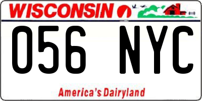 WI license plate 056NYC