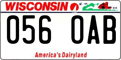 WI license plate 056OAB