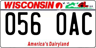 WI license plate 056OAC