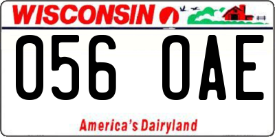 WI license plate 056OAE