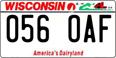 WI license plate 056OAF