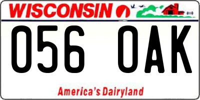 WI license plate 056OAK