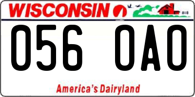 WI license plate 056OAO