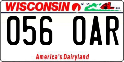 WI license plate 056OAR