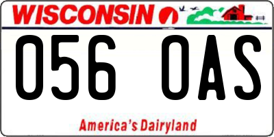 WI license plate 056OAS