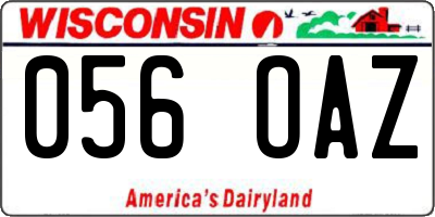 WI license plate 056OAZ