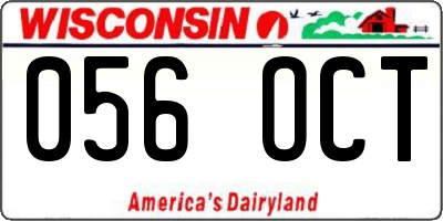 WI license plate 056OCT