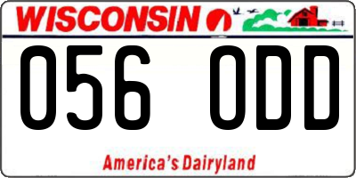 WI license plate 056ODD